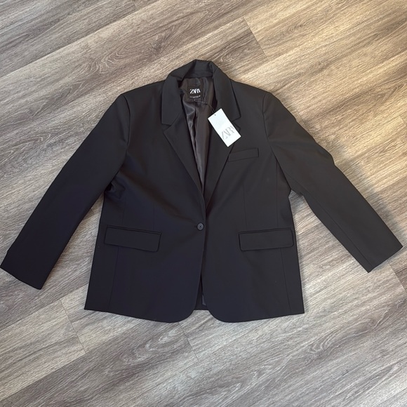 Zara Women’s Black Business casual Blazer Office Jacket XXL V neck Classic - Picture 2 of 10
